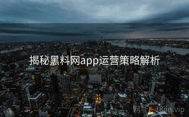 揭秘黑料网app运营策略解析